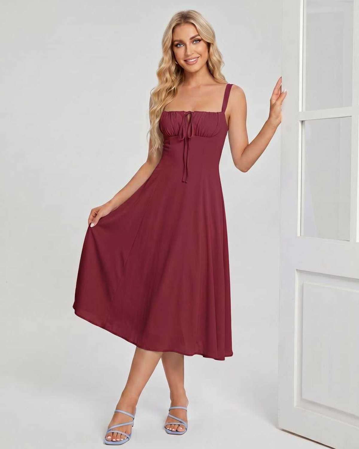Ramblion Eda midi dress — square neck neckline · styled view 22 · styled for cocktail season