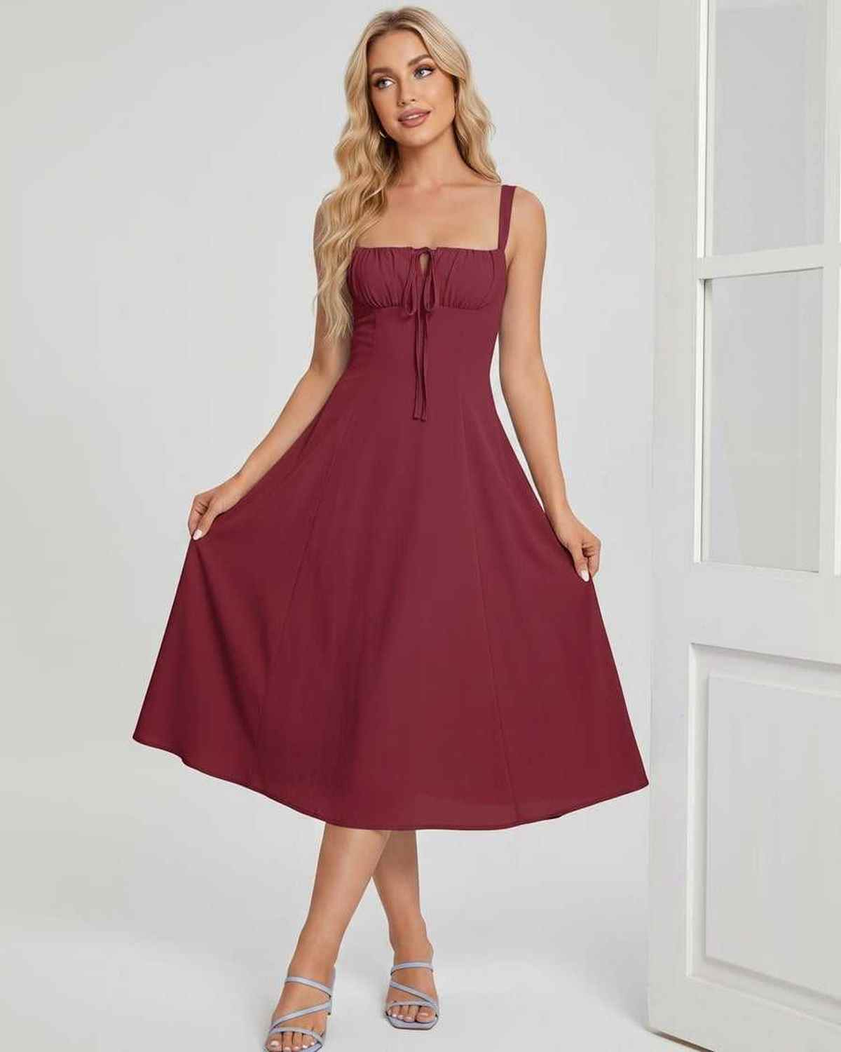 Ramblion Eda midi dress — square neck neckline · styled view 23 · styled for cocktail season