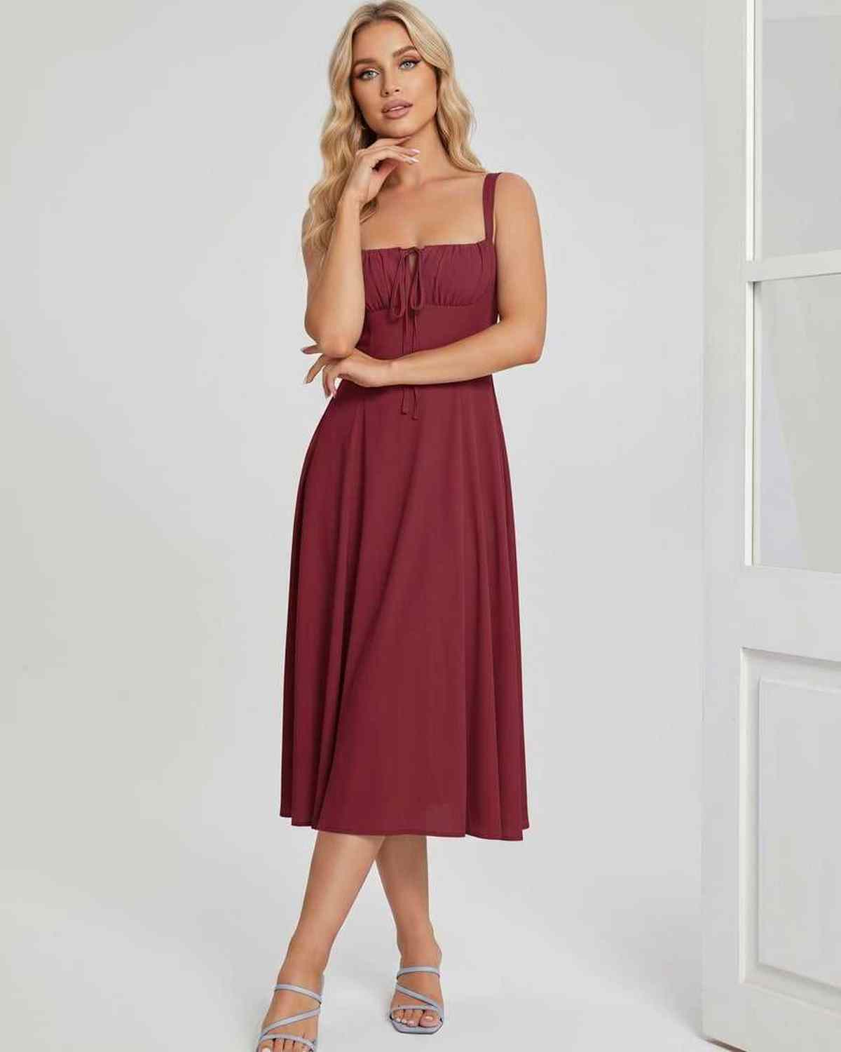 Ramblion Eda midi dress — square neck neckline · styled view 25 · styled for cocktail season