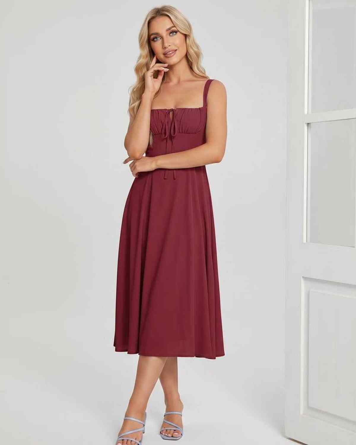 Ramblion Eda midi dress — square neck neckline · styled view 26 · styled for cocktail season