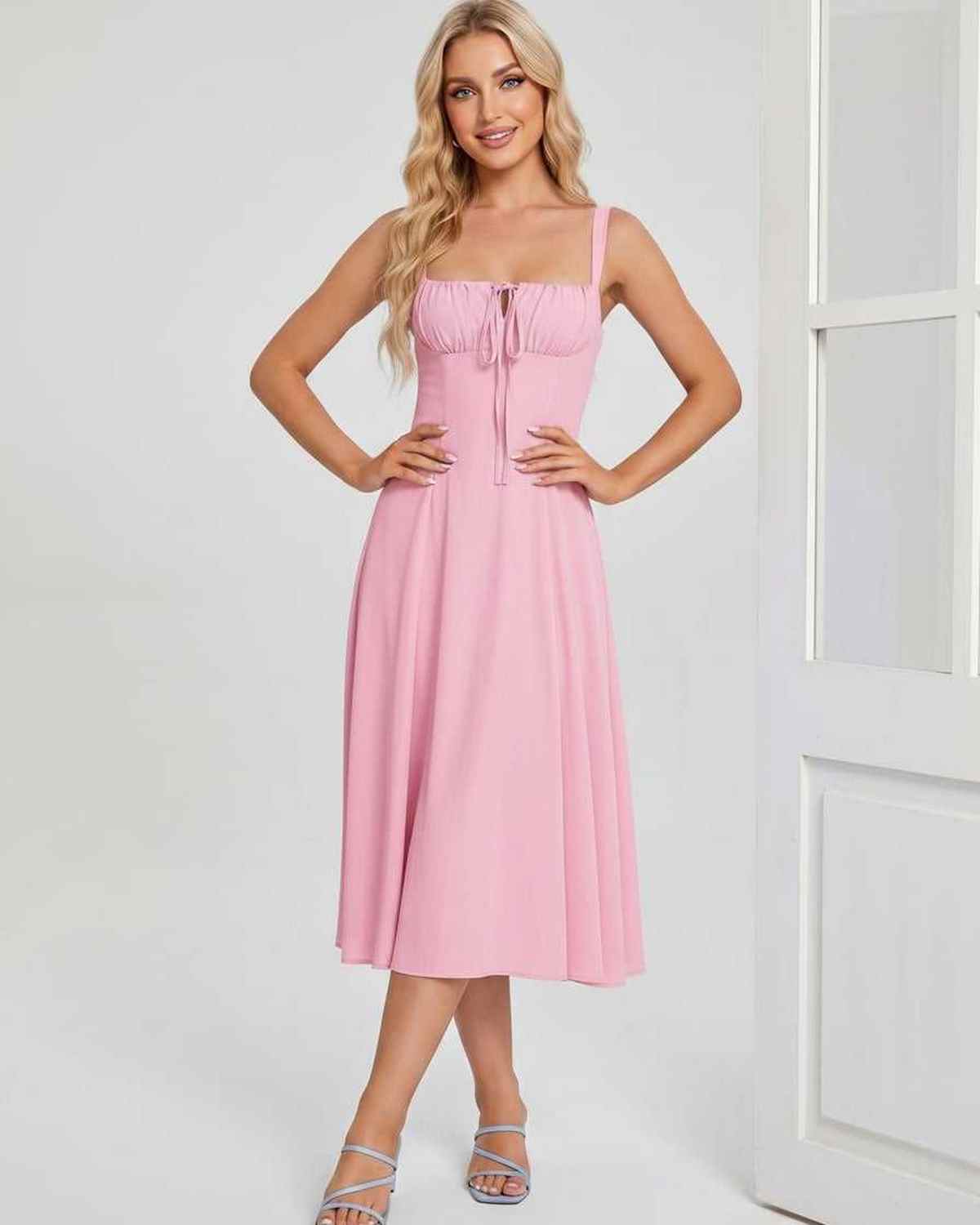 Ramblion Eda midi dress — square neck neckline · styled view 30 · styled for cocktail season