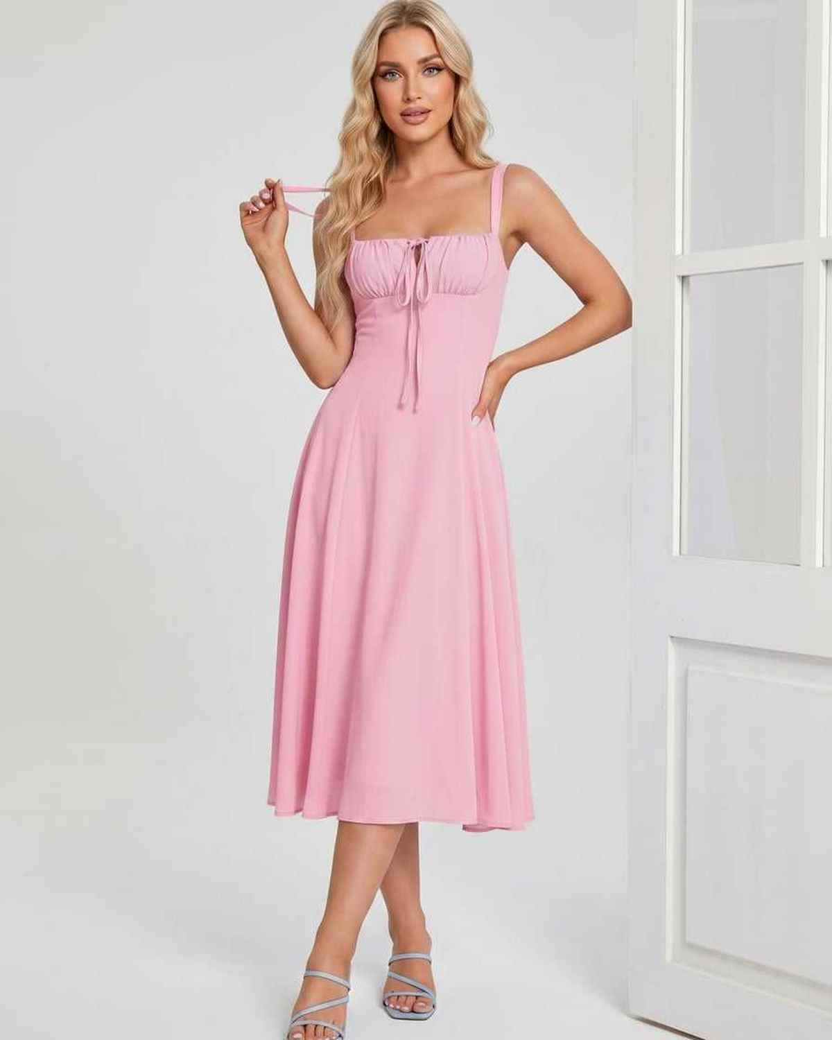 Ramblion Eda midi dress — square neck neckline · styled view 34 · styled for cocktail season