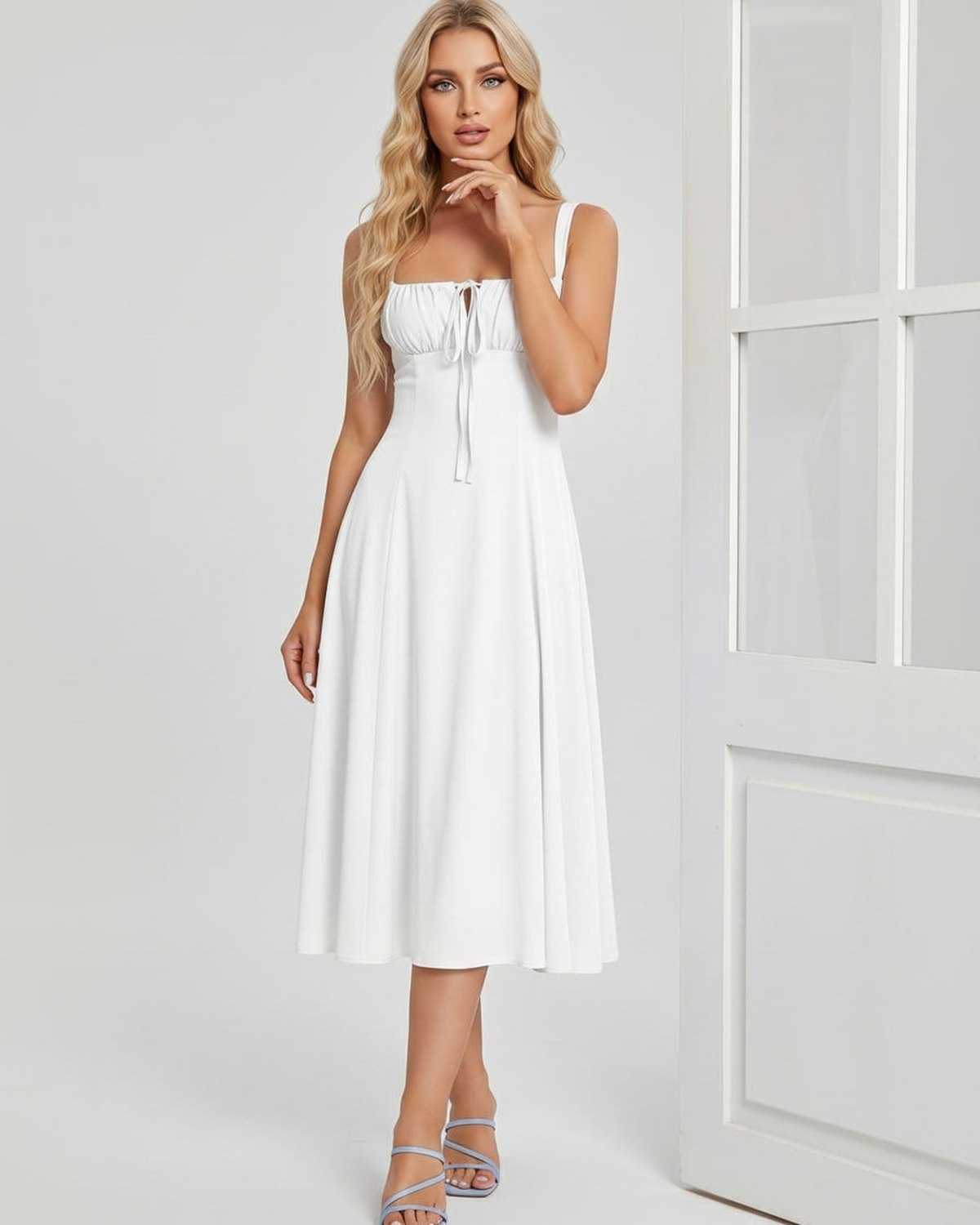 Ramblion Eda midi dress — square neck neckline · styled view 37 · styled for cocktail season