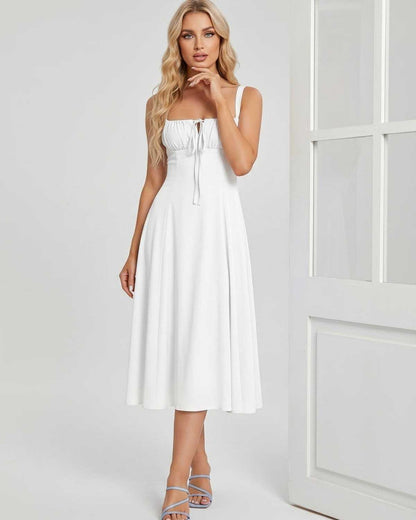 Ramblion Eda midi dress — square neck neckline · styled view 37 · styled for cocktail season