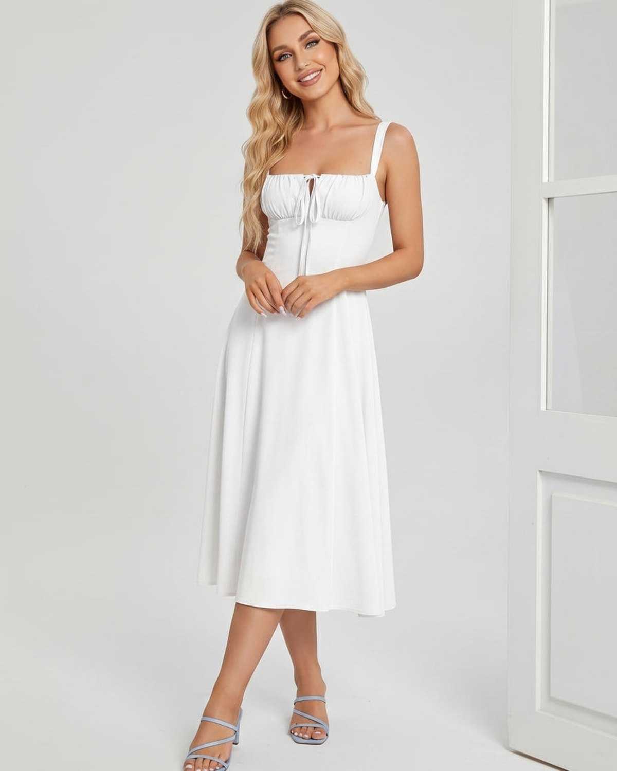 Ramblion Eda midi dress — square neck neckline · styled view 39 · styled for cocktail season