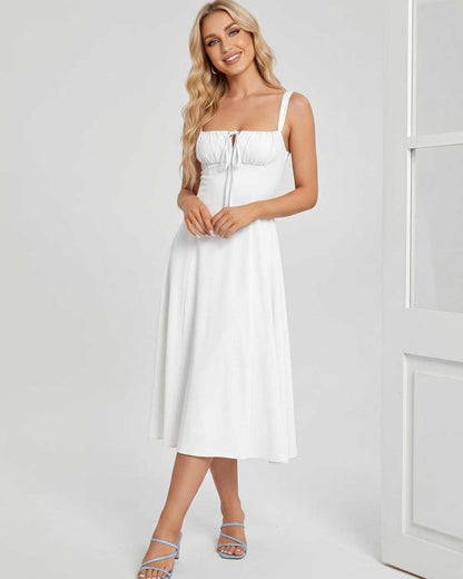 Ramblion Eda midi dress — square neck neckline · styled view 39 · styled for cocktail season