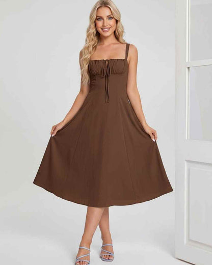 Ramblion Eda midi dress — square neck neckline · styled view 47 · styled for cocktail season