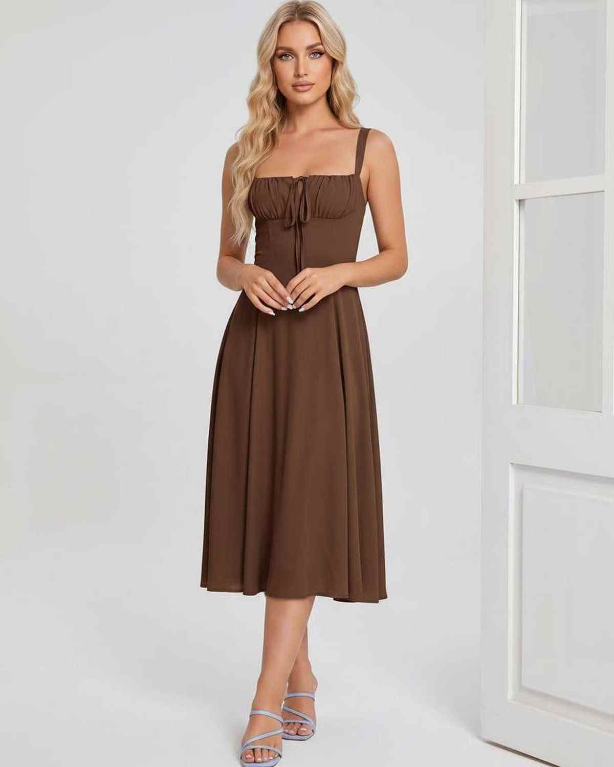 Ramblion Eda midi dress — square neck neckline · styled view 48 · styled for cocktail season