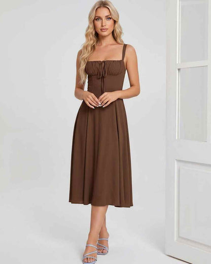 Ramblion Eda midi dress — square neck neckline · styled view 48 · styled for cocktail season