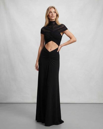Ramblion Eira maxi dress — stand-collar neckline · styled view 11 · styled for prom season