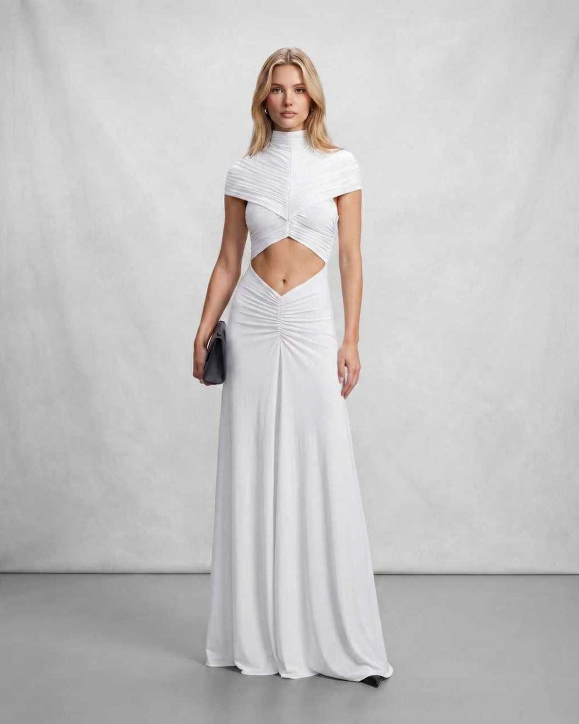Ramblion Eira maxi dress — stand-collar neckline · styled view 15 · styled for prom season