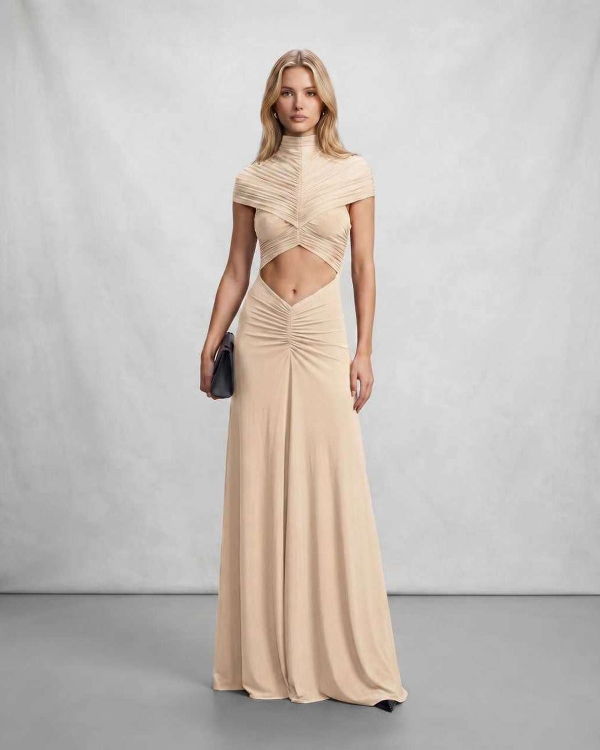 Ramblion Eira maxi dress — stand-collar neckline · styled view 17 · styled for prom season