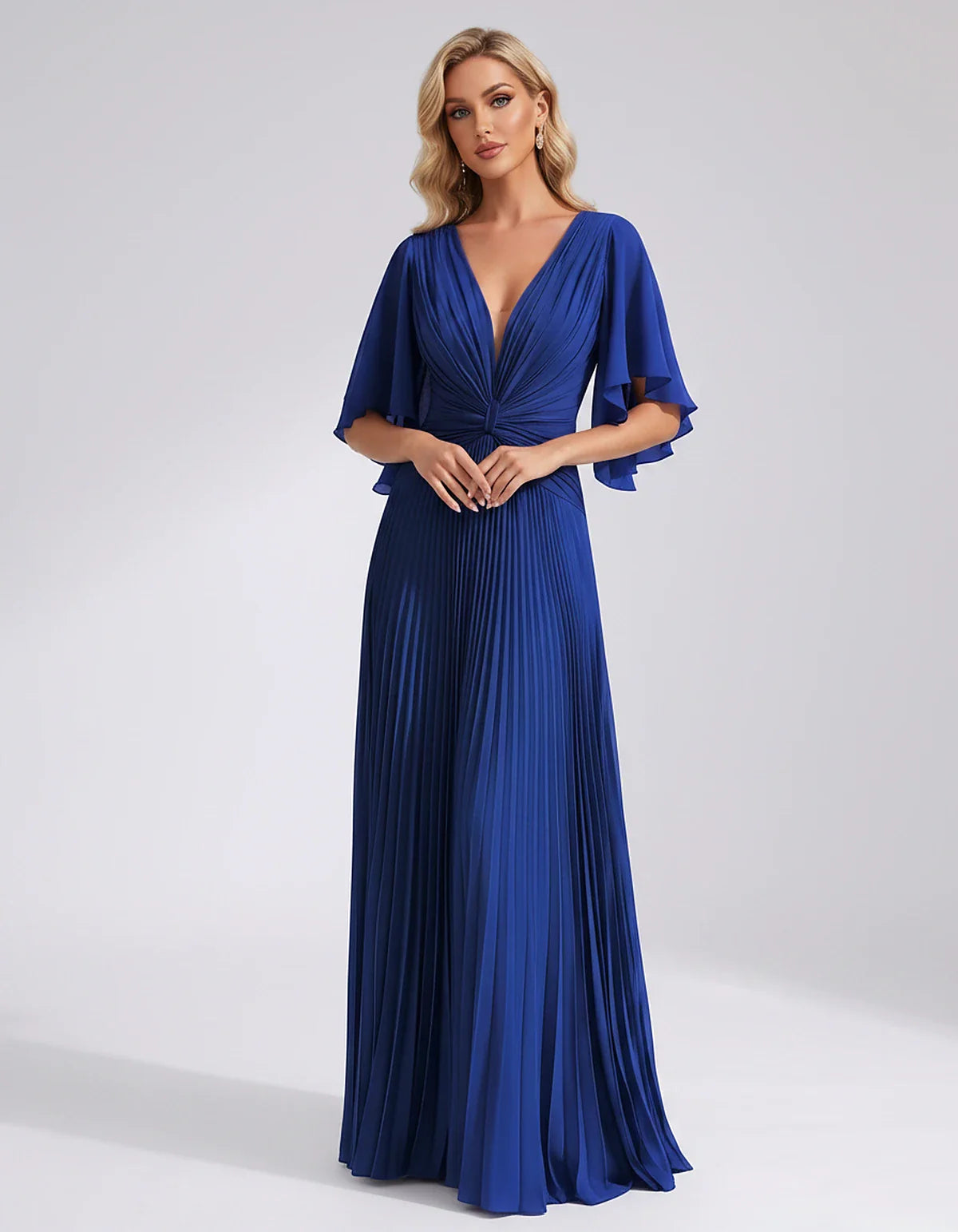 Pleated Chiffon Flutter Sleeve V-Neck A-Line Maxi Dress for Bridesmaid, Wedding Guest, Cocktail, Evening & Summer Events, fro | SKU: EMD-741852963074185-ROYALBLUE-L,EMD-741852963074185-ROYALBLUE-M,EMD-741852963074185-ROYALBLUE-S,EMD-741852963074185-ROYALBLUE-XL,EMD-741852963074185-ROYALBLUE-XS