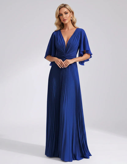 Pleated Chiffon Flutter Sleeve V-Neck A-Line Maxi Dress for Bridesmaid, Wedding Guest, Cocktail, Evening & Summer Events, fro | SKU: EMD-741852963074185-ROYALBLUE-L,EMD-741852963074185-ROYALBLUE-M,EMD-741852963074185-ROYALBLUE-S,EMD-741852963074185-ROYALBLUE-XL,EMD-741852963074185-ROYALBLUE-XS