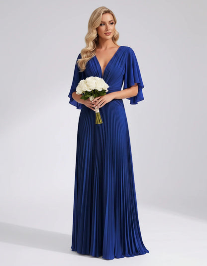 Pleated Chiffon Flutter Sleeve V-Neck A-Line Maxi Dress for Bridesmaid, Wedding Guest, Cocktail, Evening & Summer Events, fro | SKU: EMD-741852963074185-ROYALBLUE-L,EMD-741852963074185-ROYALBLUE-M,EMD-741852963074185-ROYALBLUE-S,EMD-741852963074185-ROYALBLUE-XL,EMD-741852963074185-ROYALBLUE-XS