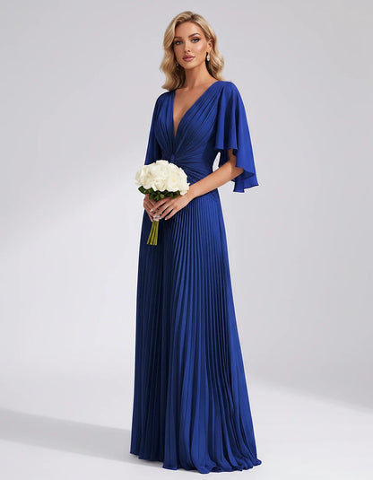 Pleated Chiffon Flutter Sleeve V-Neck A-Line Maxi Dress for Bridesmaid, Wedding Guest, Cocktail, Evening & Summer Events, fro | SKU: EMD-741852963074185-ROYALBLUE-L,EMD-741852963074185-ROYALBLUE-M,EMD-741852963074185-ROYALBLUE-S,EMD-741852963074185-ROYALBLUE-XL,EMD-741852963074185-ROYALBLUE-XS