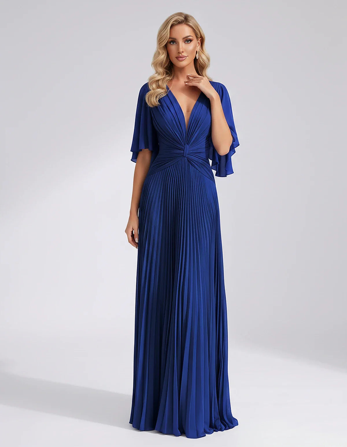Pleated Chiffon Flutter Sleeve V-Neck A-Line Maxi Dress for Bridesmaid, Wedding Guest, Cocktail, Evening & Summer Events, fro | SKU: EMD-741852963074185-ROYALBLUE-L,EMD-741852963074185-ROYALBLUE-M,EMD-741852963074185-ROYALBLUE-S,EMD-741852963074185-ROYALBLUE-XL,EMD-741852963074185-ROYALBLUE-XS