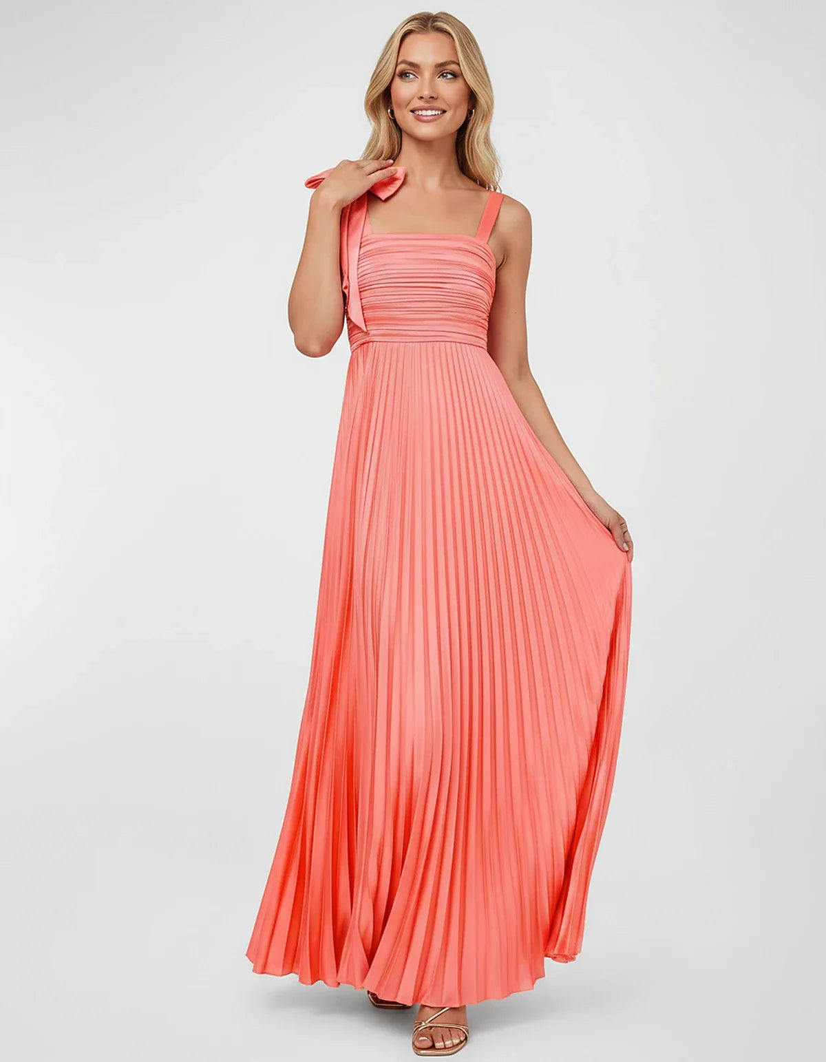 Satin-Feel Sleeveless Square Neck Empire Waist Pleated Maxi Dress for Party, Cocktail, Evening, Wedding Guest & Summer Events | SKU: VMD-583741920684157-MINT-L,VMD-583741920684157-MINT-M,VMD-583741920684157-MINT-S,VMD-583741920684157-MINT-XL,VMD-583741920684157-MINT-XS