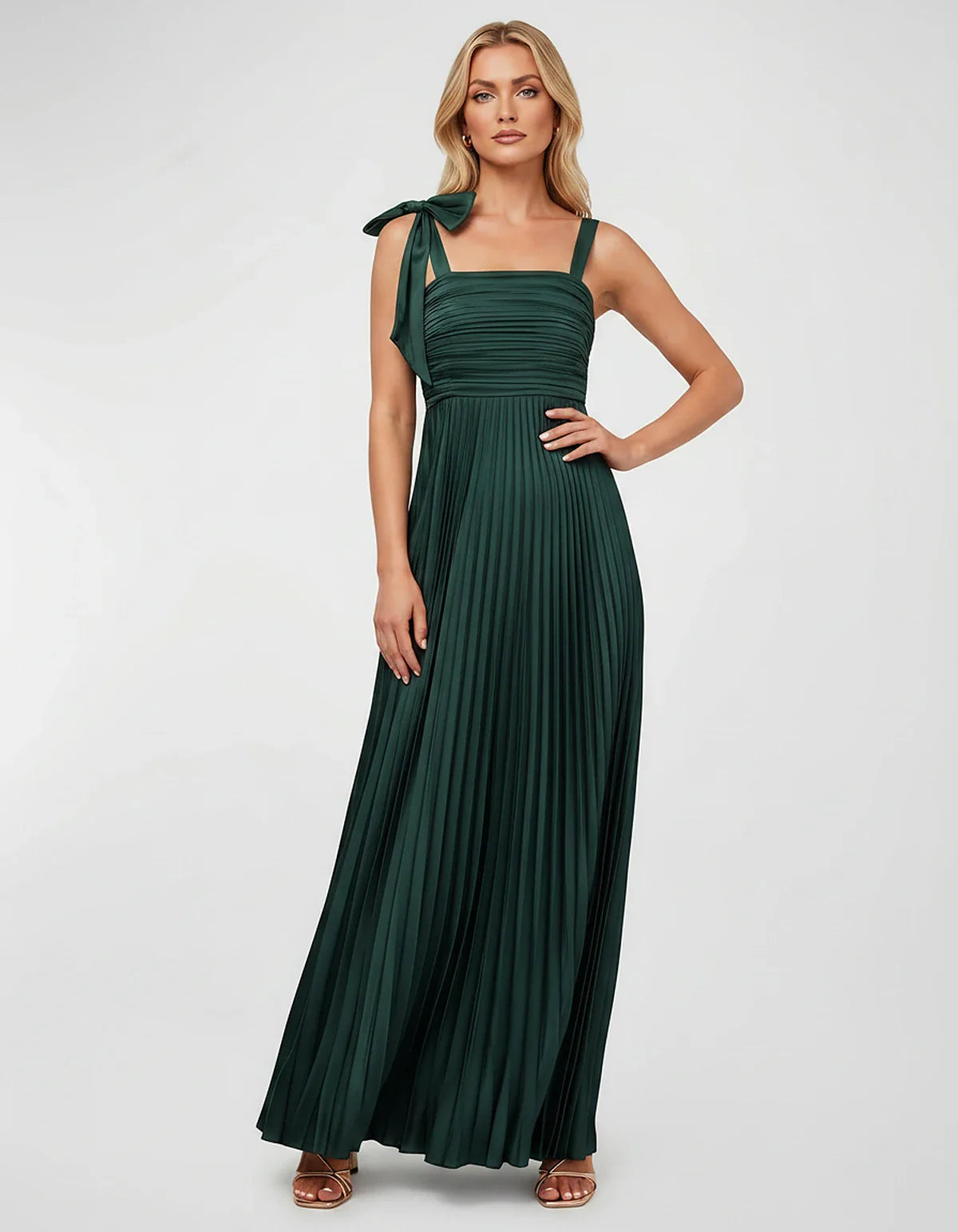 Satin-Feel Sleeveless Square Neck Empire Waist Pleated Maxi Dress for Party, Cocktail, Evening, Wedding Guest & Summer Events | SKU: VMD-583741920684157-TEAL-L,VMD-583741920684157-TEAL-M,VMD-583741920684157-TEAL-S,VMD-583741920684157-TEAL-XL,VMD-583741920684157-TEAL-XS
