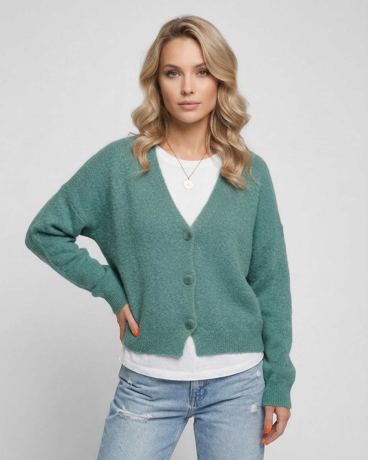 Green Cardigan, front view | Ramblion | SKU: LC-745839201-green-L-5932,LC-745839201-green-M-8401,LC-745839201-green-S-9618,LC-745839201-green-XL-7225,LC-745839201-green-XS-1921