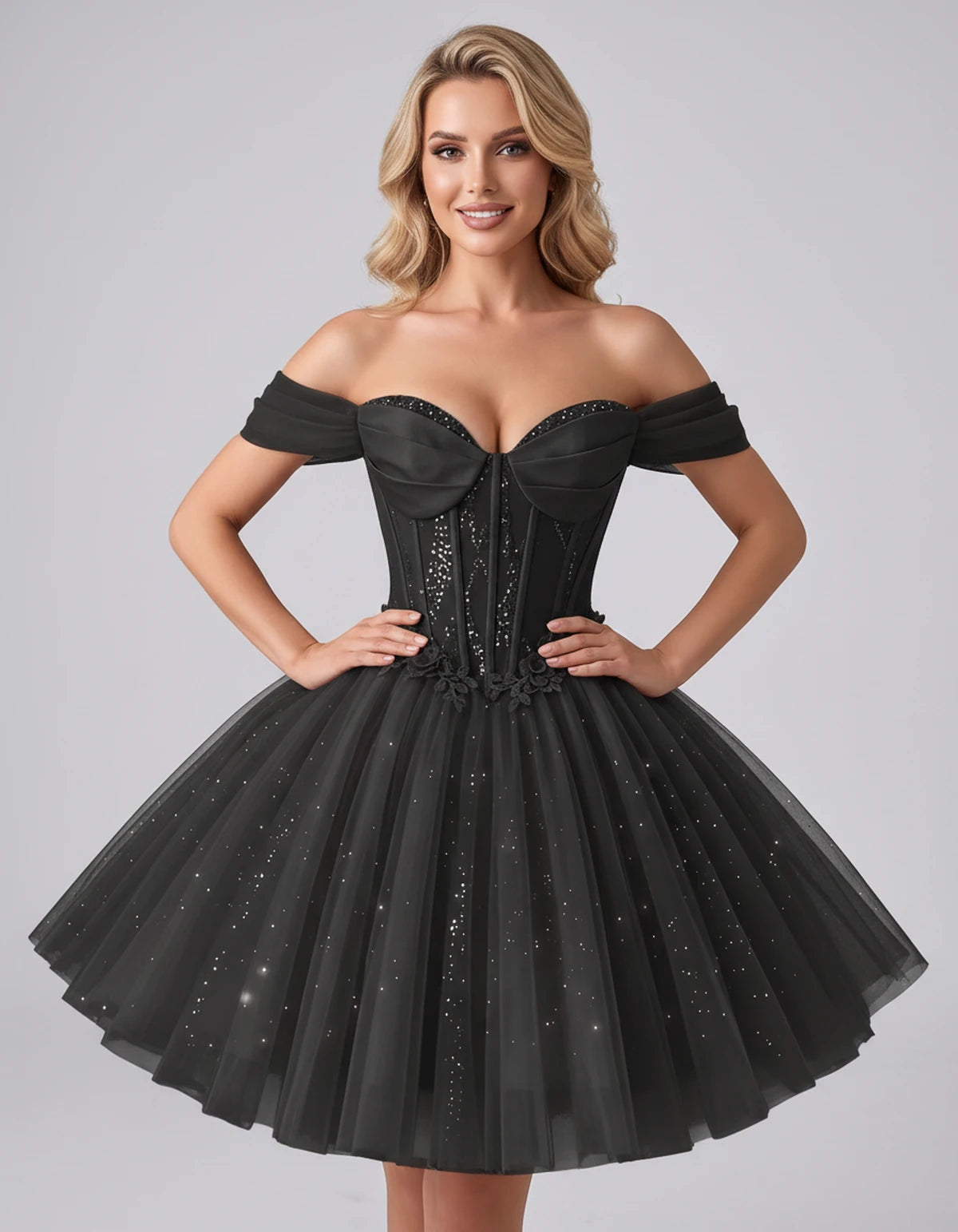 Eleonore Mini Dress — Black | SKU: RB-034a01-black-2,RB-034a01-black-4,RB-034a01-black-6,RB-034a01-black-8,RB-034a01-black-10,RB-034a01-black-12,RB-034a01-black-14,RB-034a01-black-14W,RB-034a01-black-16,RB-034a01-black-16W,RB-034a01-black-18W,RB-034a01-black-20W