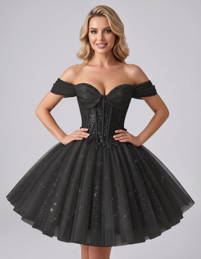Eleonore Mini Dress — Black | SKU: RB-034a01-black-2,RB-034a01-black-4,RB-034a01-black-6,RB-034a01-black-8,RB-034a01-black-10,RB-034a01-black-12,RB-034a01-black-14,RB-034a01-black-14W,RB-034a01-black-16,RB-034a01-black-16W,RB-034a01-black-18W,RB-034a01-black-20W