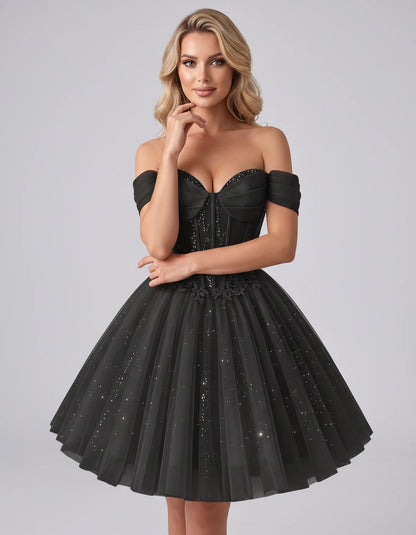 Eleonore Mini Dress — Black | SKU: RB-034a01-black-2,RB-034a01-black-4,RB-034a01-black-6,RB-034a01-black-8,RB-034a01-black-10,RB-034a01-black-12,RB-034a01-black-14,RB-034a01-black-14W,RB-034a01-black-16,RB-034a01-black-16W,RB-034a01-black-18W,RB-034a01-black-20W