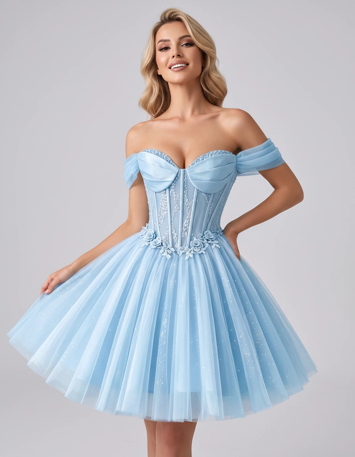 Eleonore Mini Dress — Light Blue | SKU: RB-034a01-lightb7b-2,RB-034a01-lightb7b-4,RB-034a01-lightb7b-6,RB-034a01-lightb7b-8,RB-034a01-lightb7b-10,RB-034a01-lightb7b-12,RB-034a01-lightb7b-14,RB-034a01-lightb7b-14W,RB-034a01-lightb7b-16,RB-034a01-lightb7b-16W,RB-034a01-lightb7b-18W,RB-034a01-lightb7b-20W