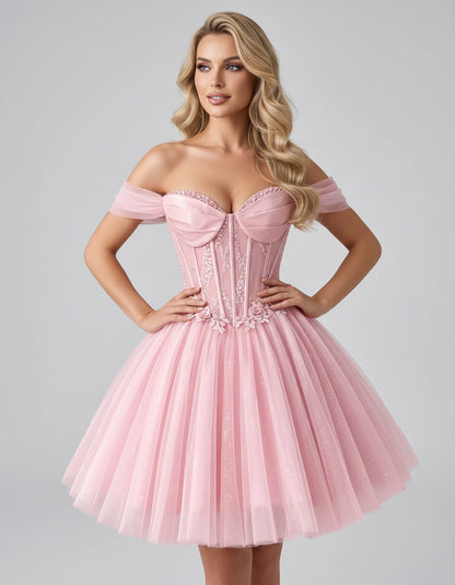 Eleonore Mini Dress — Pink | SKU: RB-034a01-pink-2,RB-034a01-pink-4,RB-034a01-pink-6,RB-034a01-pink-8,RB-034a01-pink-10,RB-034a01-pink-12,RB-034a01-pink-14,RB-034a01-pink-14W,RB-034a01-pink-16,RB-034a01-pink-16W,RB-034a01-pink-18W,RB-034a01-pink-20W