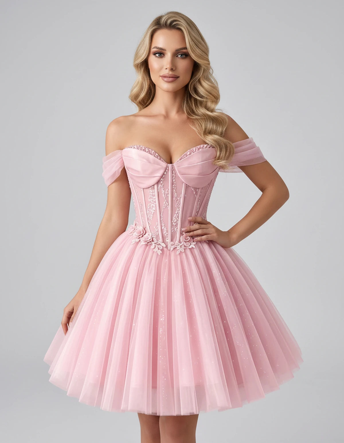 Eleonore Mini Dress — Pink | SKU: RB-034a01-pink-2,RB-034a01-pink-4,RB-034a01-pink-6,RB-034a01-pink-8,RB-034a01-pink-10,RB-034a01-pink-12,RB-034a01-pink-14,RB-034a01-pink-14W,RB-034a01-pink-16,RB-034a01-pink-16W,RB-034a01-pink-18W,RB-034a01-pink-20W