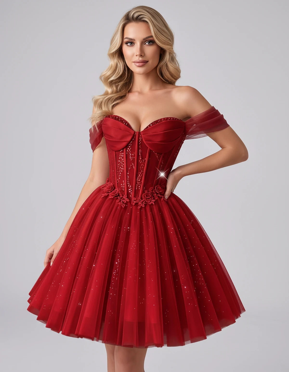 Eleonore Mini Dress — Red | SKU: RB-034a01-red-2,RB-034a01-red-4,RB-034a01-red-6,RB-034a01-red-8,RB-034a01-red-10,RB-034a01-red-12,RB-034a01-red-14,RB-034a01-red-14W,RB-034a01-red-16,RB-034a01-red-16W,RB-034a01-red-18W,RB-034a01-red-20W