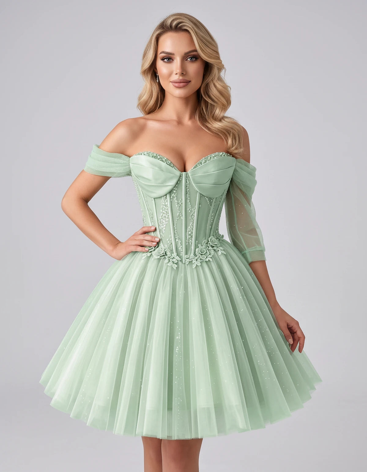 Eleonore Mini Dress — Sage | SKU: RB-034a01-sage-2,RB-034a01-sage-4,RB-034a01-sage-6,RB-034a01-sage-8,RB-034a01-sage-10,RB-034a01-sage-12,RB-034a01-sage-14,RB-034a01-sage-14W,RB-034a01-sage-16,RB-034a01-sage-16W,RB-034a01-sage-18W,RB-034a01-sage-20W