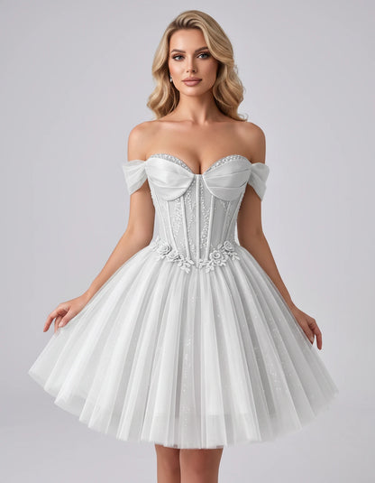Eleonore Mini Dress — White | SKU: RB-034a01-white-2,RB-034a01-white-4,RB-034a01-white-6,RB-034a01-white-8,RB-034a01-white-10,RB-034a01-white-12,RB-034a01-white-14,RB-034a01-white-14W,RB-034a01-white-16,RB-034a01-white-16W,RB-034a01-white-18W,RB-034a01-white-20W