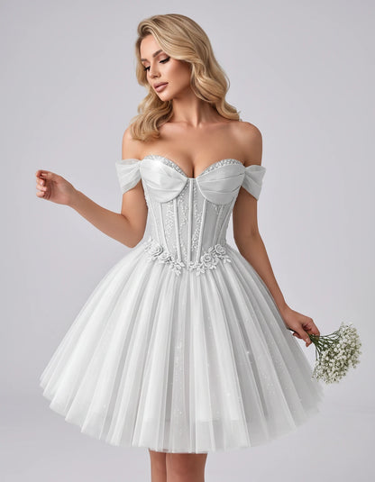 Eleonore Mini Dress — White | SKU: RB-034a01-white-2,RB-034a01-white-4,RB-034a01-white-6,RB-034a01-white-8,RB-034a01-white-10,RB-034a01-white-12,RB-034a01-white-14,RB-034a01-white-14W,RB-034a01-white-16,RB-034a01-white-16W,RB-034a01-white-18W,RB-034a01-white-20W