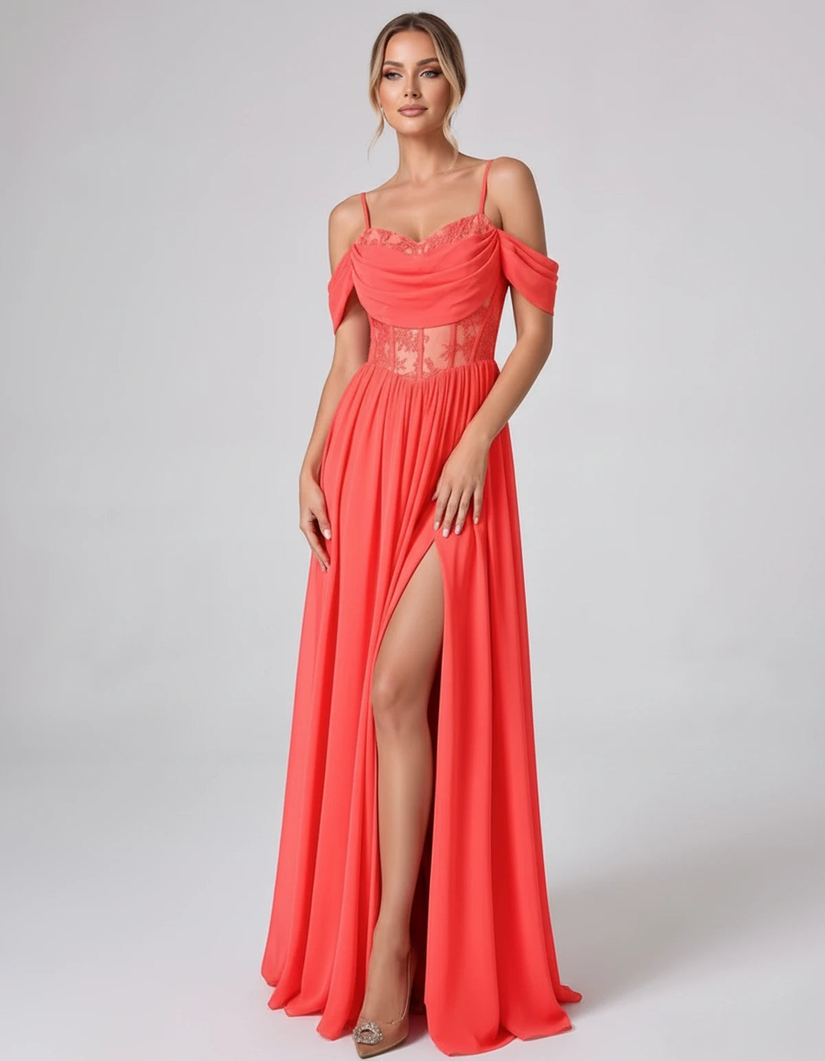 Elisenda Maxi Dresses — Coral | SKU: RB-51a36e-coral-2,RB-51a36e-coral-4,RB-51a36e-coral-6,RB-51a36e-coral-8,RB-51a36e-coral-10,RB-51a36e-coral-12,RB-51a36e-coral-14,RB-51a36e-coral-16,RB-51a36e-coral-16W,RB-51a36e-coral-18W,RB-51a36e-coral-20W,RB-51a36e-coral-22W