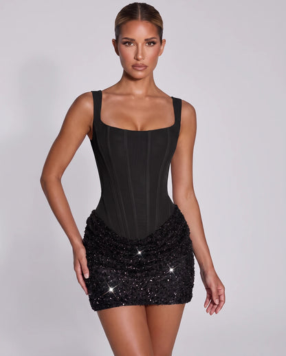 Elvenne Mini Dress — Black