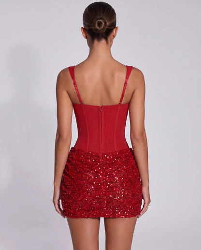 Elvenne Mini Dress — Red | SKU: RB-679442-red-2,RB-679442-red-4,RB-679442-red-6,RB-679442-red-8,RB-679442-red-10,RB-679442-red-12,RB-679442-red-14,RB-679442-red-14W,RB-679442-red-16,RB-679442-red-16W,RB-679442-red-18W,RB-679442-red-20W
