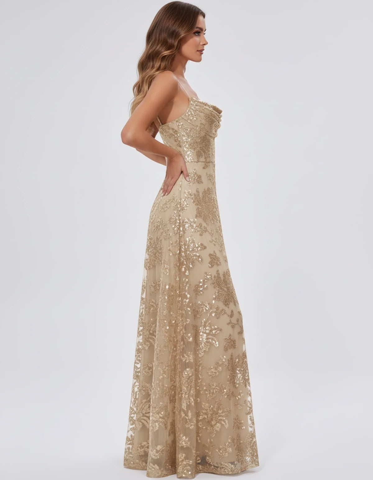 Elvira Maxi Dresses — Champagne | SKU: RB-0fc91a-champa2e-2,RB-0fc91a-champa2e-4,RB-0fc91a-champa2e-6,RB-0fc91a-champa2e-8,RB-0fc91a-champa2e-10,RB-0fc91a-champa2e-12,RB-0fc91a-champa2e-14,RB-0fc91a-champa2e-16,RB-0fc91a-champa2e-16W,RB-0fc91a-champa2e-18W,RB-0fc91a-champa2e-20W,RB-0fc91a-champa2e-22W