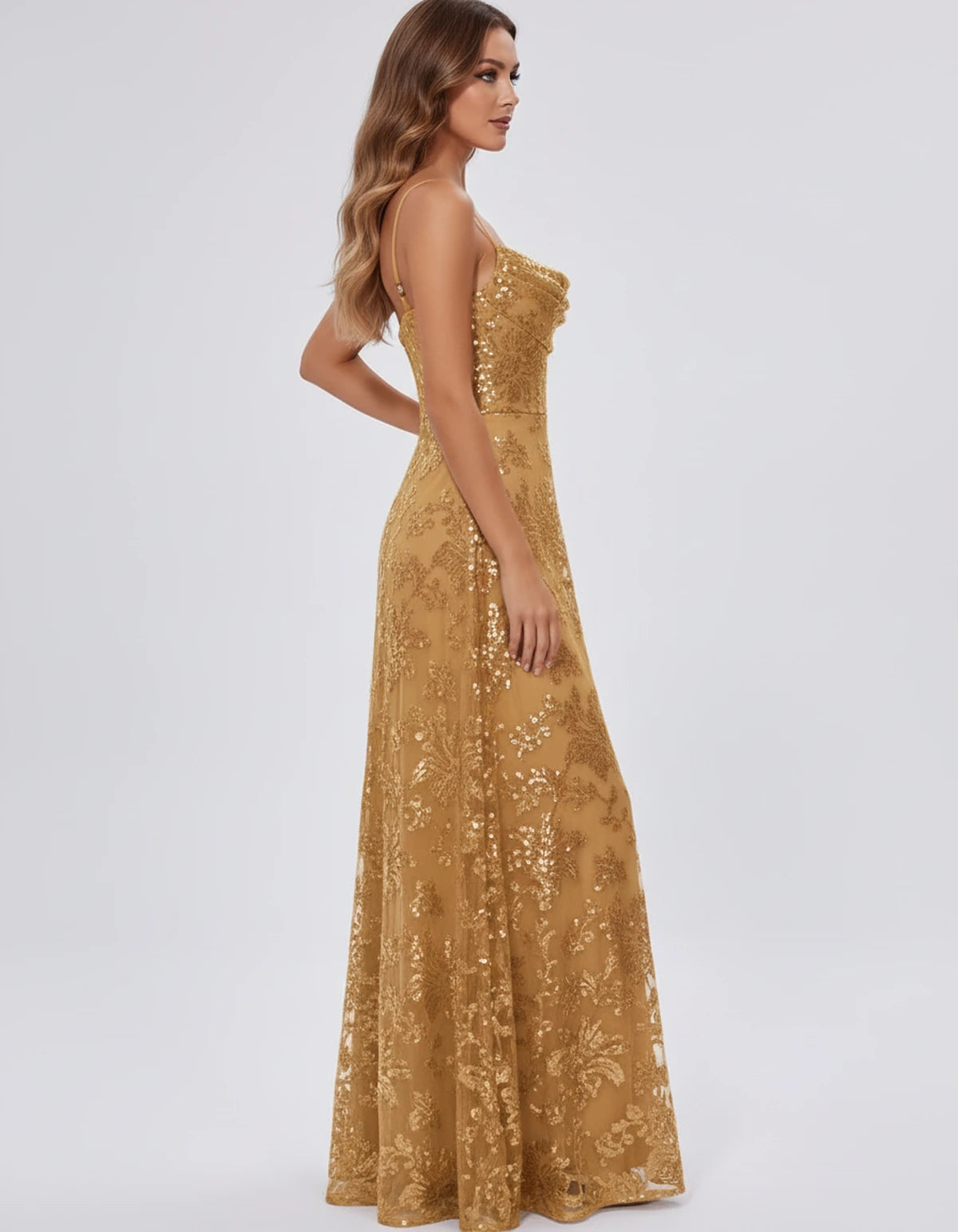 Elvira Maxi Dresses — Gold | SKU: RB-0fc91a-gold-2,RB-0fc91a-gold-4,RB-0fc91a-gold-6,RB-0fc91a-gold-8,RB-0fc91a-gold-10,RB-0fc91a-gold-12,RB-0fc91a-gold-14,RB-0fc91a-gold-16,RB-0fc91a-gold-16W,RB-0fc91a-gold-18W,RB-0fc91a-gold-20W,RB-0fc91a-gold-22W
