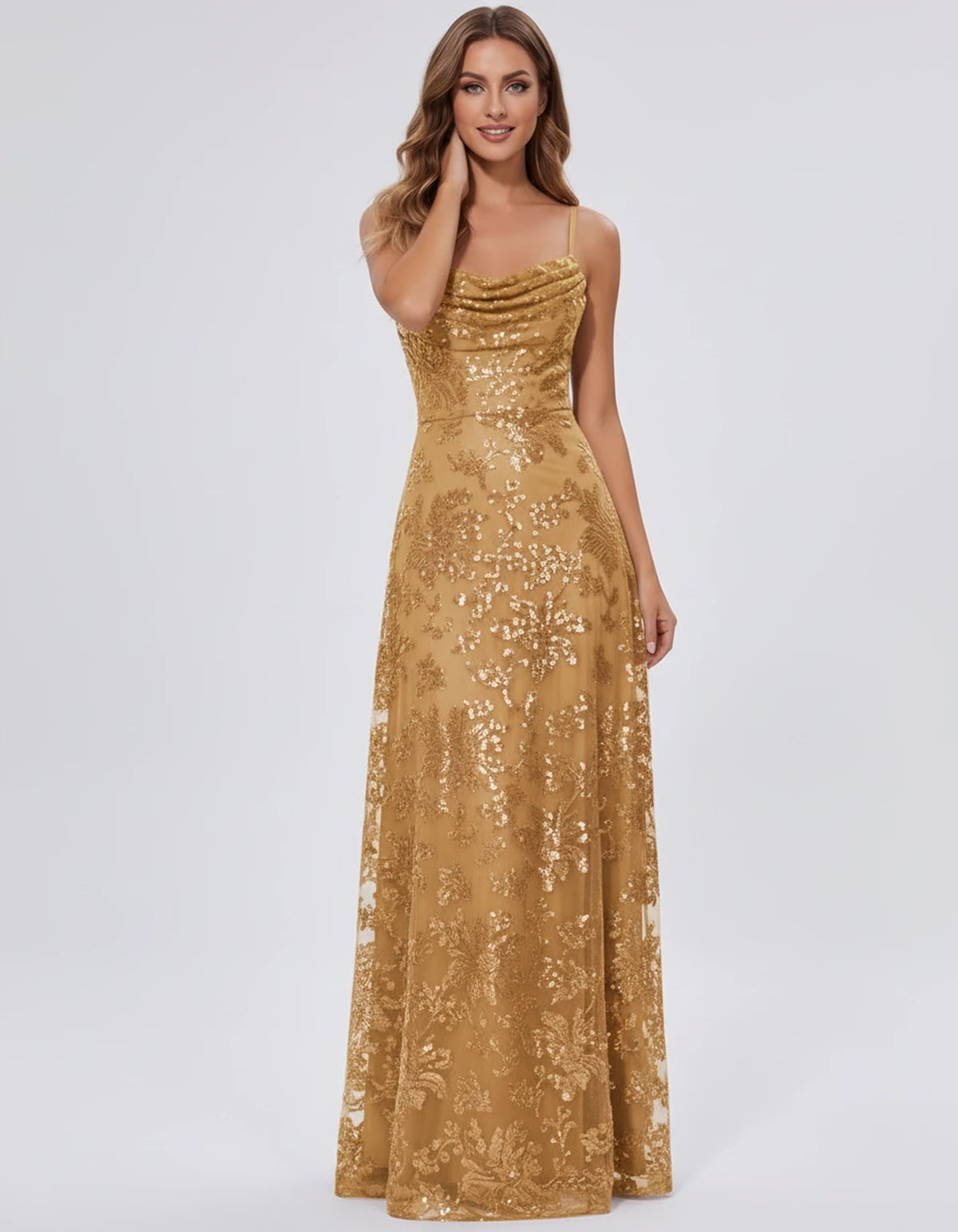Elvira Maxi Dresses — Gold | SKU: RB-0fc91a-gold-2,RB-0fc91a-gold-4,RB-0fc91a-gold-6,RB-0fc91a-gold-8,RB-0fc91a-gold-10,RB-0fc91a-gold-12,RB-0fc91a-gold-14,RB-0fc91a-gold-16,RB-0fc91a-gold-16W,RB-0fc91a-gold-18W,RB-0fc91a-gold-20W,RB-0fc91a-gold-22W