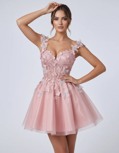 Emeraude Mini Dress — Blush | SKU: RB-d76444-blush-2,RB-d76444-blush-4,RB-d76444-blush-6,RB-d76444-blush-8,RB-d76444-blush-10,RB-d76444-blush-12,RB-d76444-blush-14,RB-d76444-blush-14W,RB-d76444-blush-16,RB-d76444-blush-16W,RB-d76444-blush-18W,RB-d76444-blush-20W