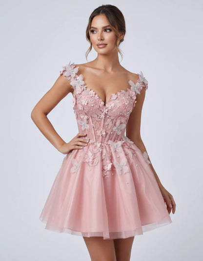 Emeraude Mini Dress — Blush | SKU: RB-d76444-blush-2,RB-d76444-blush-4,RB-d76444-blush-6,RB-d76444-blush-8,RB-d76444-blush-10,RB-d76444-blush-12,RB-d76444-blush-14,RB-d76444-blush-14W,RB-d76444-blush-16,RB-d76444-blush-16W,RB-d76444-blush-18W,RB-d76444-blush-20W