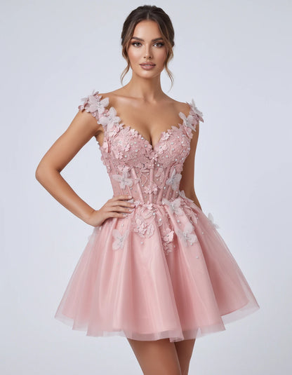 Emeraude Mini Dress — Blush | SKU: RB-d76444-blush-2,RB-d76444-blush-4,RB-d76444-blush-6,RB-d76444-blush-8,RB-d76444-blush-10,RB-d76444-blush-12,RB-d76444-blush-14,RB-d76444-blush-14W,RB-d76444-blush-16,RB-d76444-blush-16W,RB-d76444-blush-18W,RB-d76444-blush-20W