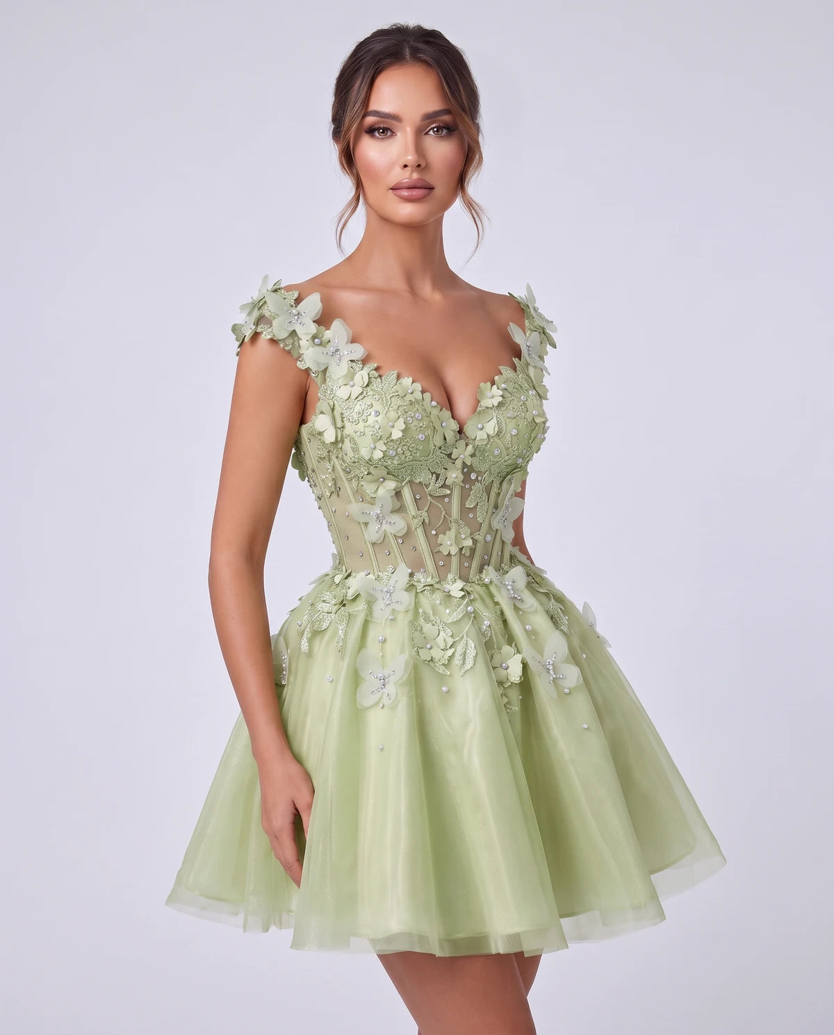 Emeraude Mini Dress — Sage