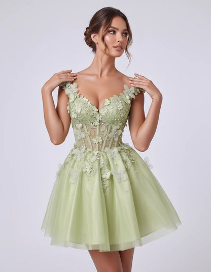 Emeraude Mini Dress — Sage | SKU: RB-d76444-sage-2,RB-d76444-sage-4,RB-d76444-sage-6,RB-d76444-sage-8,RB-d76444-sage-10,RB-d76444-sage-12,RB-d76444-sage-14,RB-d76444-sage-14W,RB-d76444-sage-16,RB-d76444-sage-16W,RB-d76444-sage-18W,RB-d76444-sage-20W