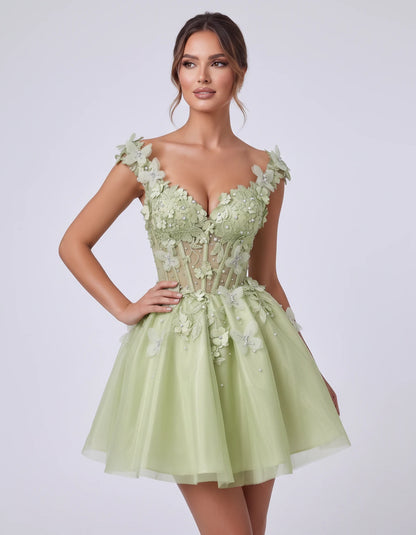 Emeraude Mini Dress — Sage | SKU: RB-d76444-sage-2,RB-d76444-sage-4,RB-d76444-sage-6,RB-d76444-sage-8,RB-d76444-sage-10,RB-d76444-sage-12,RB-d76444-sage-14,RB-d76444-sage-14W,RB-d76444-sage-16,RB-d76444-sage-16W,RB-d76444-sage-18W,RB-d76444-sage-20W