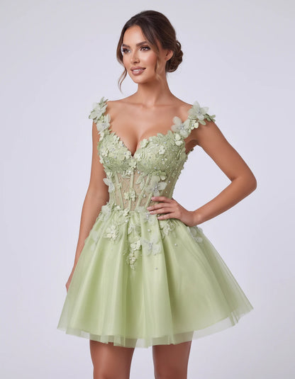Emeraude Mini Dress — Sage | SKU: RB-d76444-sage-2,RB-d76444-sage-4,RB-d76444-sage-6,RB-d76444-sage-8,RB-d76444-sage-10,RB-d76444-sage-12,RB-d76444-sage-14,RB-d76444-sage-14W,RB-d76444-sage-16,RB-d76444-sage-16W,RB-d76444-sage-18W,RB-d76444-sage-20W