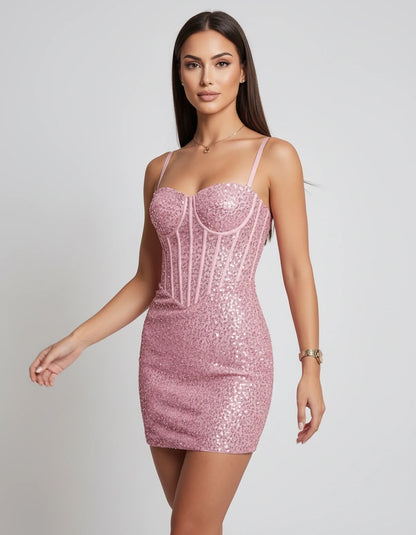 Esmeralde Mini Dresses — Pink | SKU: RB-f28c36-pink-2,RB-f28c36-pink-4,RB-f28c36-pink-6,RB-f28c36-pink-8,RB-f28c36-pink-10,RB-f28c36-pink-12,RB-f28c36-pink-14,RB-f28c36-pink-16,RB-f28c36-pink-16W,RB-f28c36-pink-18W,RB-f28c36-pink-20W,RB-f28c36-pink-22W