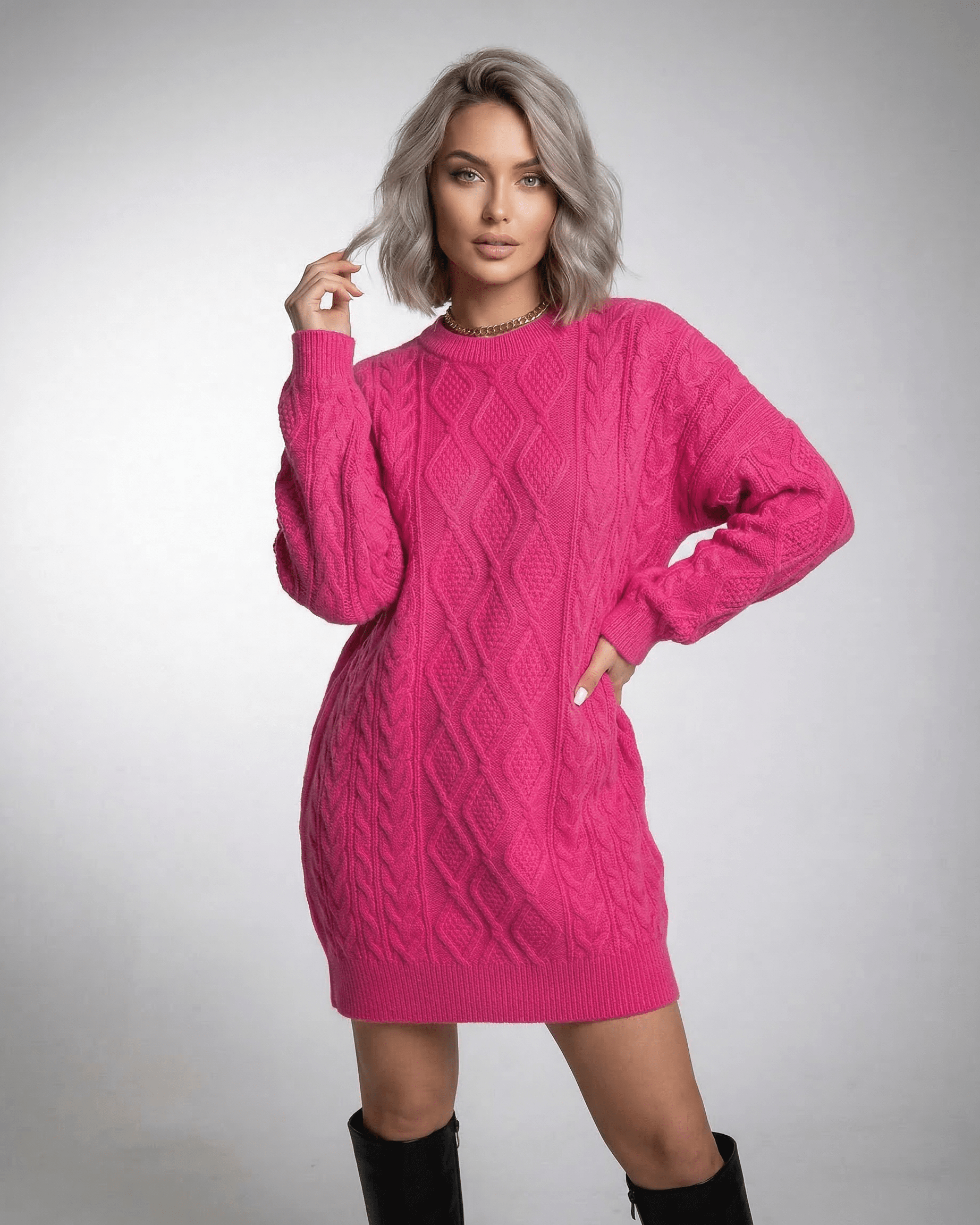 Espy Mini Dress in vibrant pink, 100% polyester satin, relaxed silhouette perfect for casual or special occasions by RAMBLION.