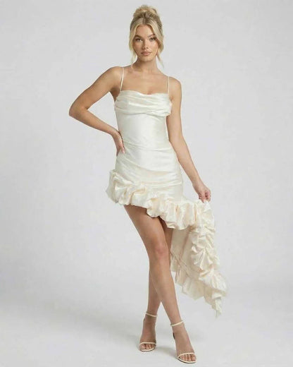 Ivory Satin A-line Round Neck Sleeveless Midi Dress | Gala Nights, Night Out & Guest of Wedding, front view | Ramblion | SKU: EMD-483920174-ivory-L-7299,EMD-483920174-ivory-M-8819,EMD-483920174-ivory-S-4567,EMD-483920174-ivory-XL-9792,EMD-483920174-ivory-XS-3659